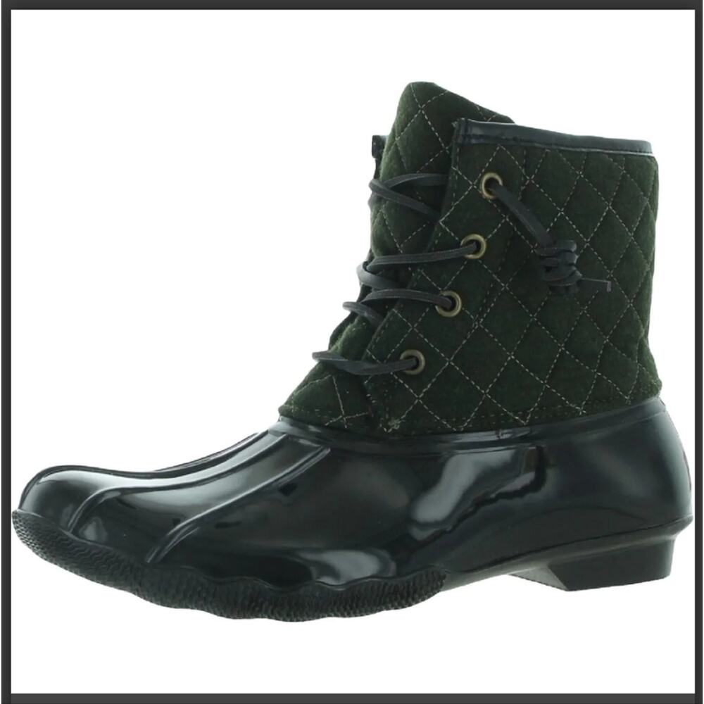 Seven7 Wool Goose Quilted Water Resistant Duck Bootie Boot Shoe Green Women's 8